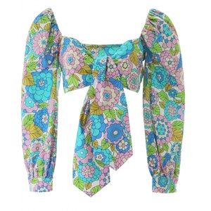 DODO BAR OR Floral Tie Front Top